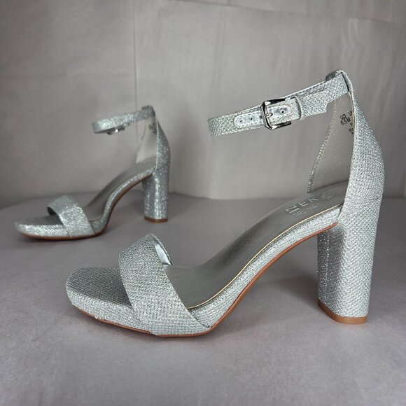 NWT Naturalizer Women's Joy Silver Glitter Dress Sandals Heels - Picture 1 of 7